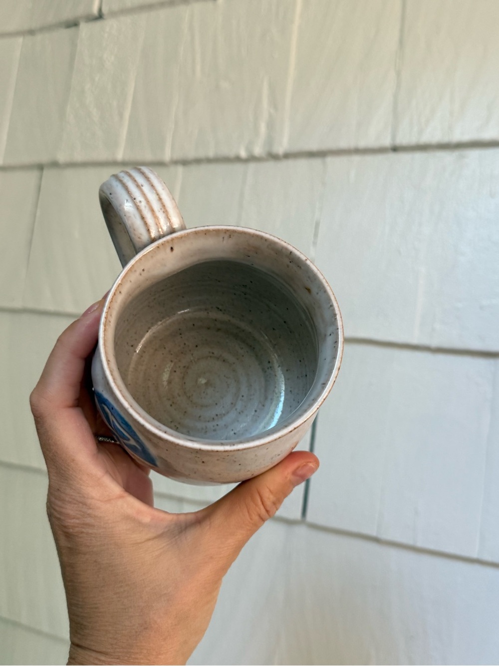 Handcrafted Ceramic Mug with Blue Accent - Home Art studio pottery mug - Picture 5 of 5